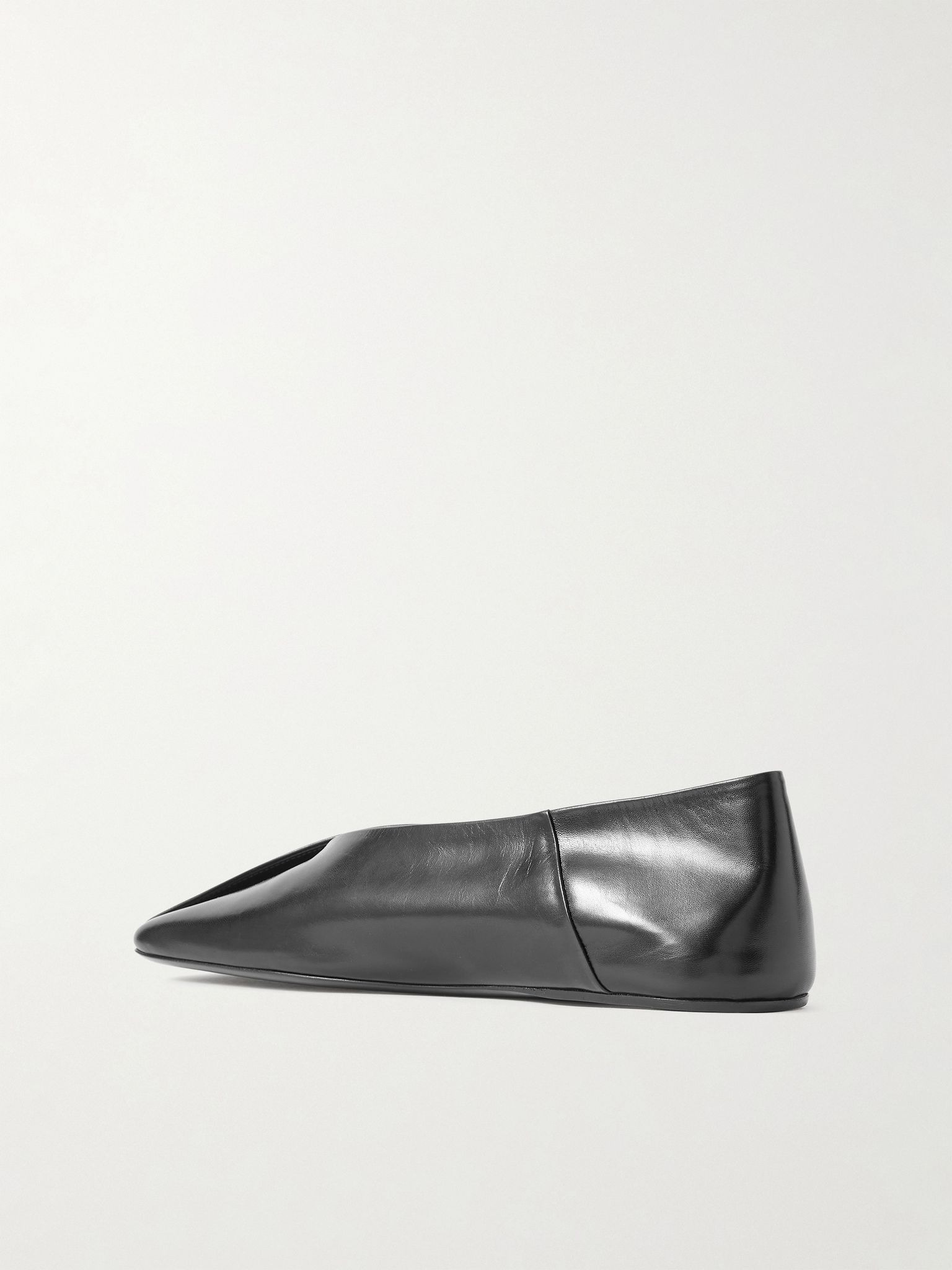 Asymmetric leather ballet flats Black - 3