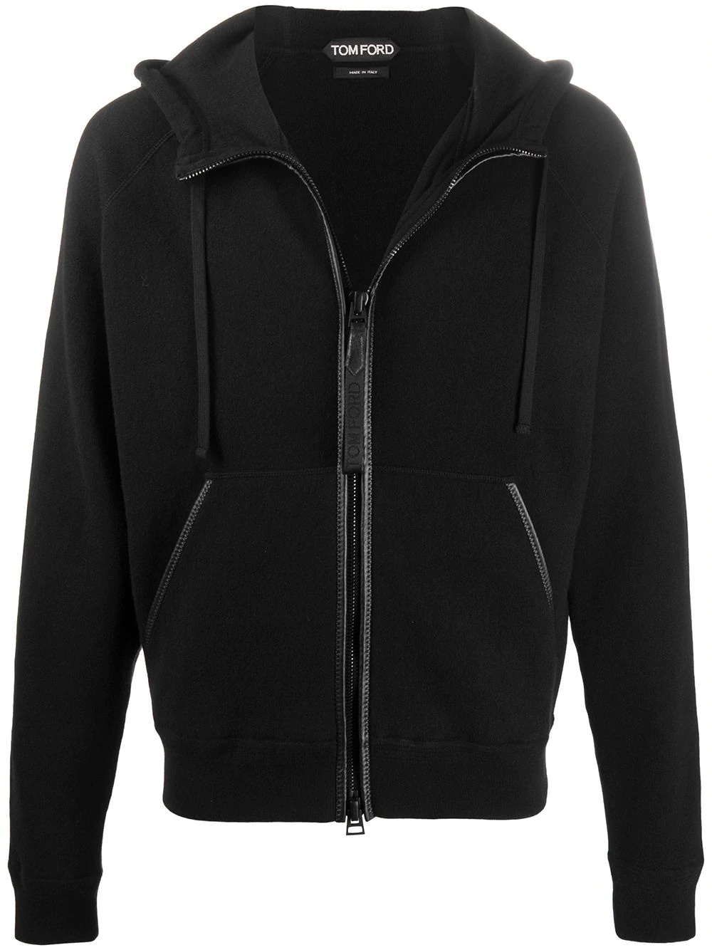 drawstring zip-front hoodie - 1