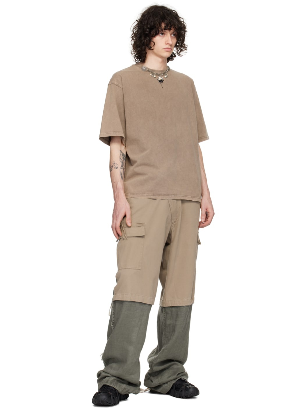 Gray & Khaki Baggy Cargo Pants - 4