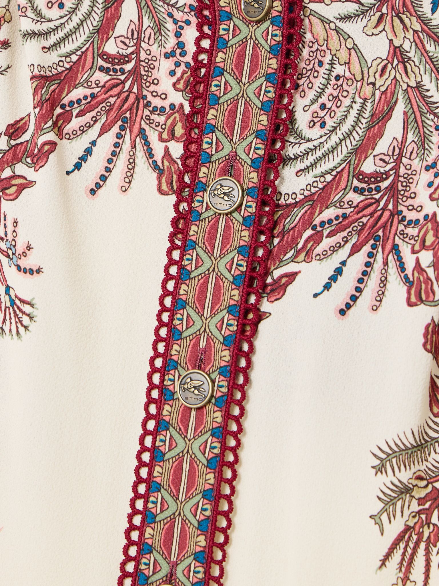 Picot-trimmed paisley-print crepe midi shirt dress Cream - 4