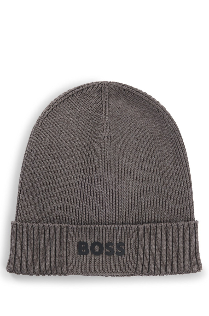 LOGO-DETAIL BEANIE HAT IN COTTON AND VIRGIN WOOL - 1