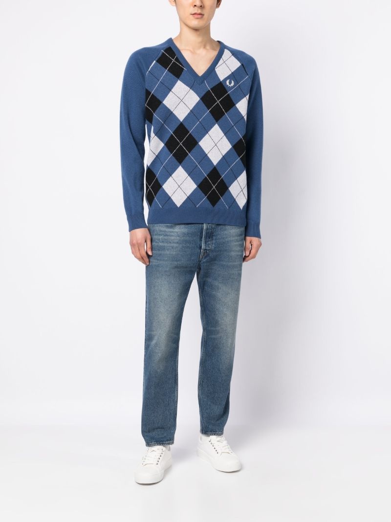 embroidered logo checked jumper - 2