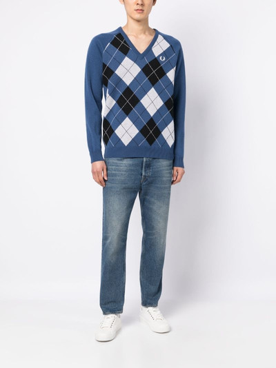 Fred Perry embroidered logo checked jumper outlook