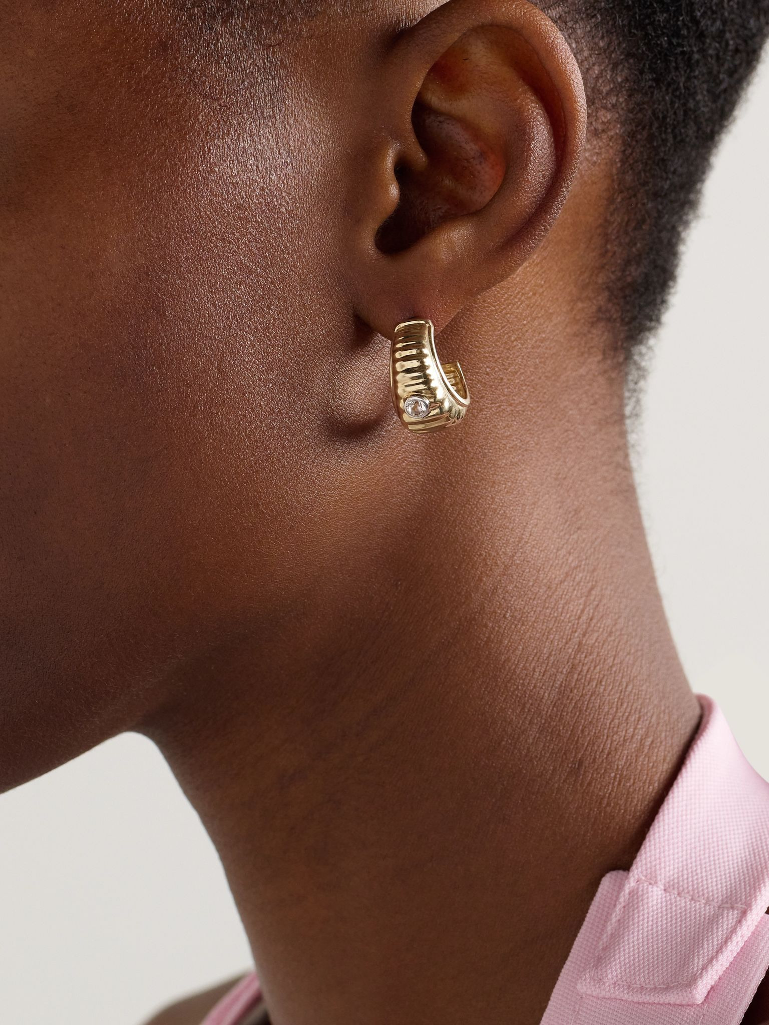 9-karat gold topaz hoop earrings Gold - 2