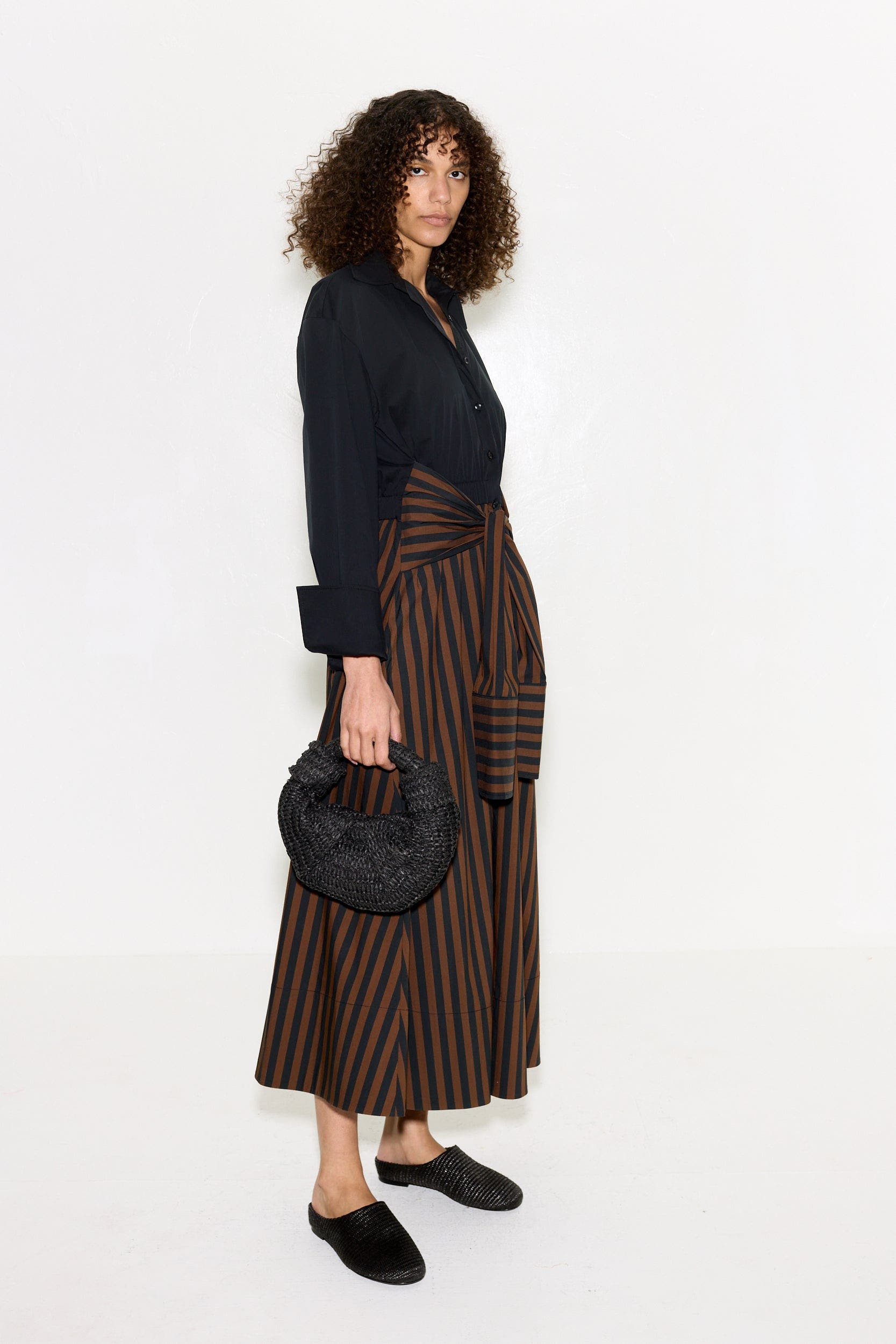 SIMONMILLER Inna Poplin Maxi Dress in Black/choco Brown Stripe at Nordstrom - 3