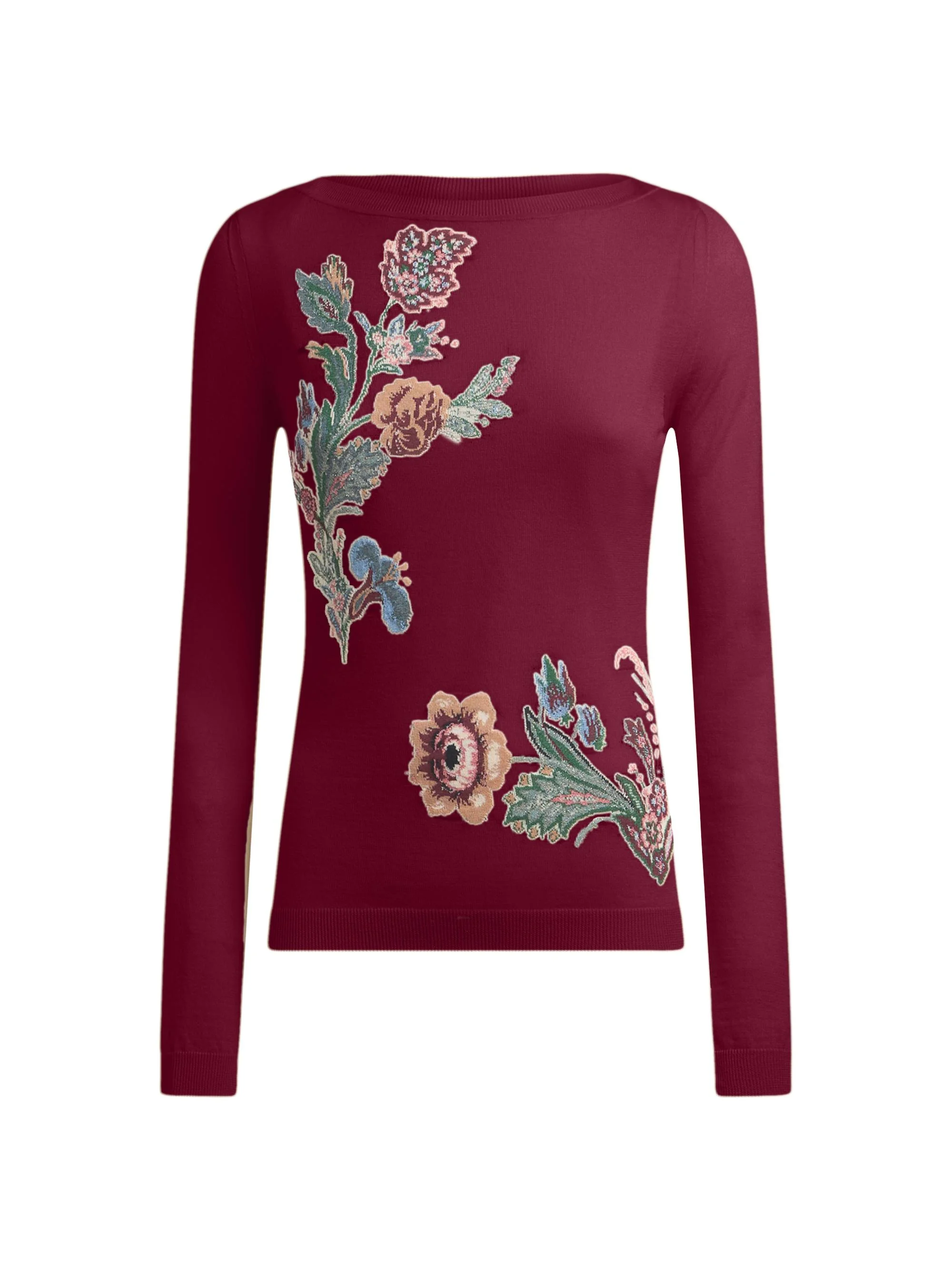 Women's Embroidered Wool-Blend Sweater - Melanzana Scurissimo - 1