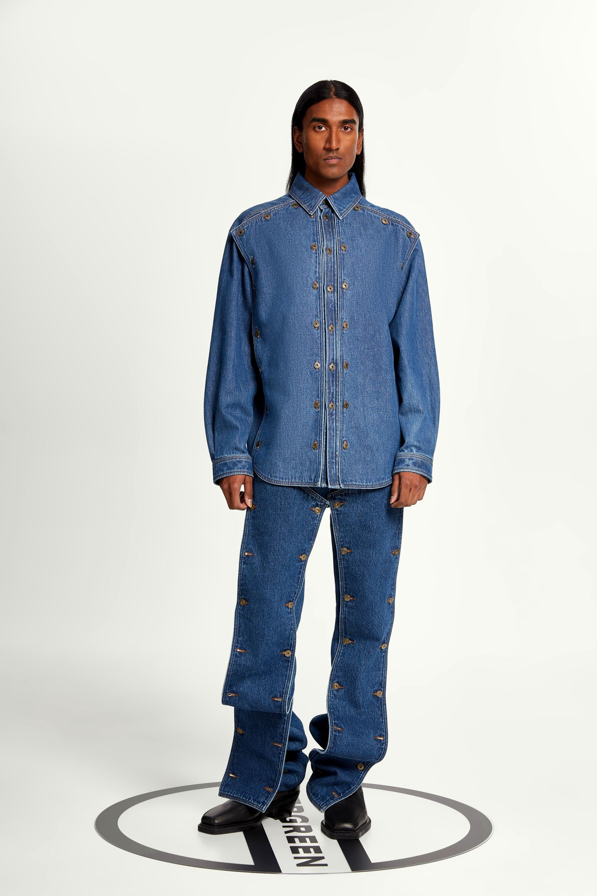 Classic Button Panel Denim Shirt - 5