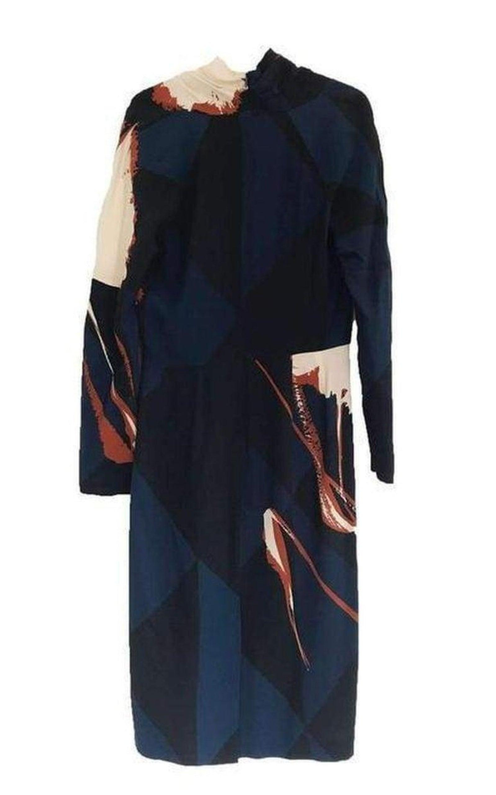 Navy Crepe Abstract print Dress - 2