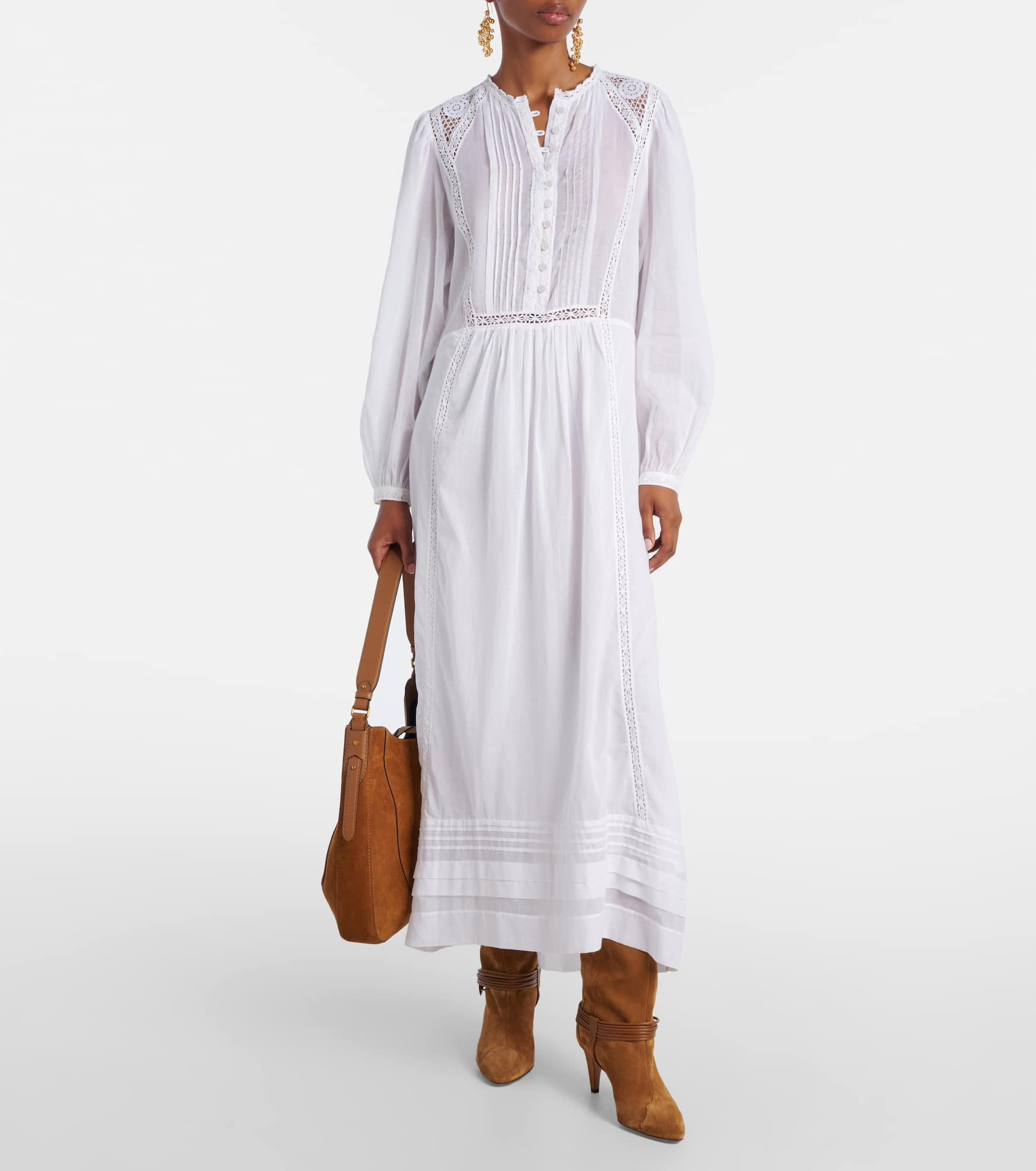 Gisela lace-trimmed cotton maxi dress - 2