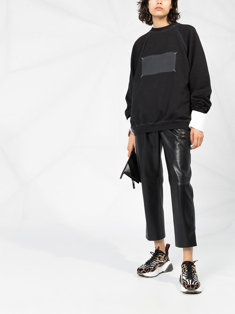 faded patch oversized sweatshirt - 2