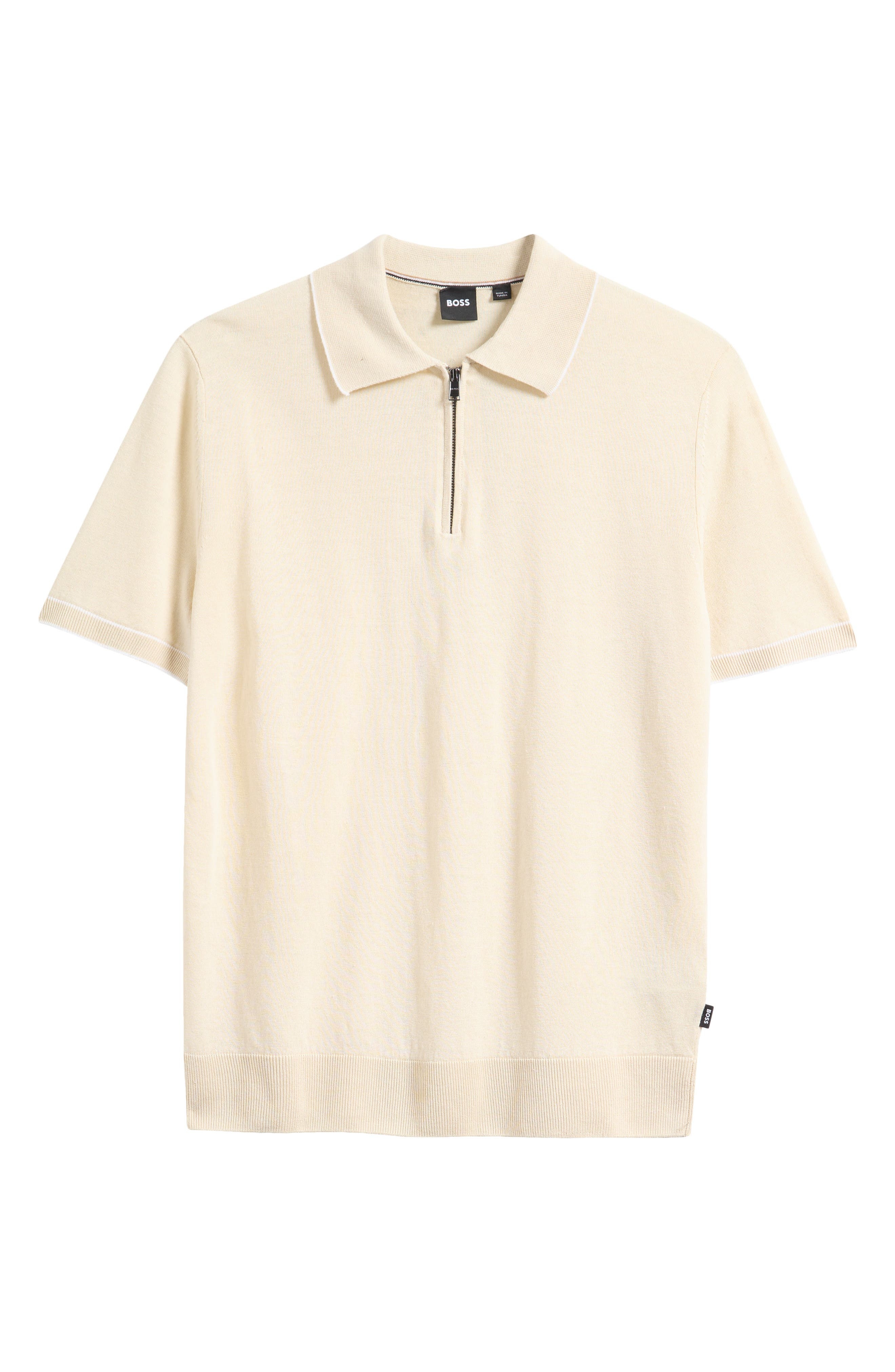 BOSS Jiovanotto Quarter Zip Polo in Open White at Nordstrom - 5