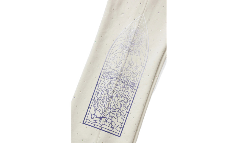 WHO DECIDES WAR Rhinestone Sweatpants "White" outlook
