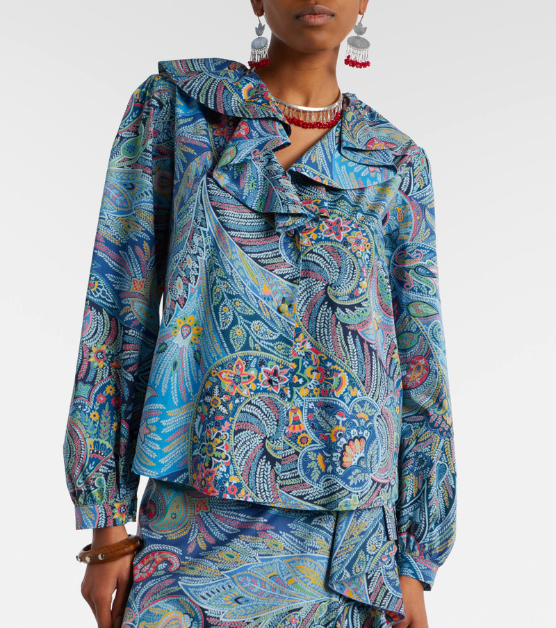 Printed ruffled cotton-blend shirt 3