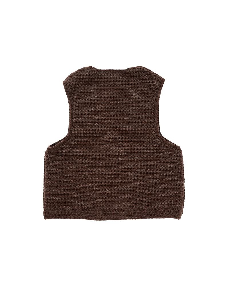 CROCHET KNIT VEST (N.D.) BROWN - 2