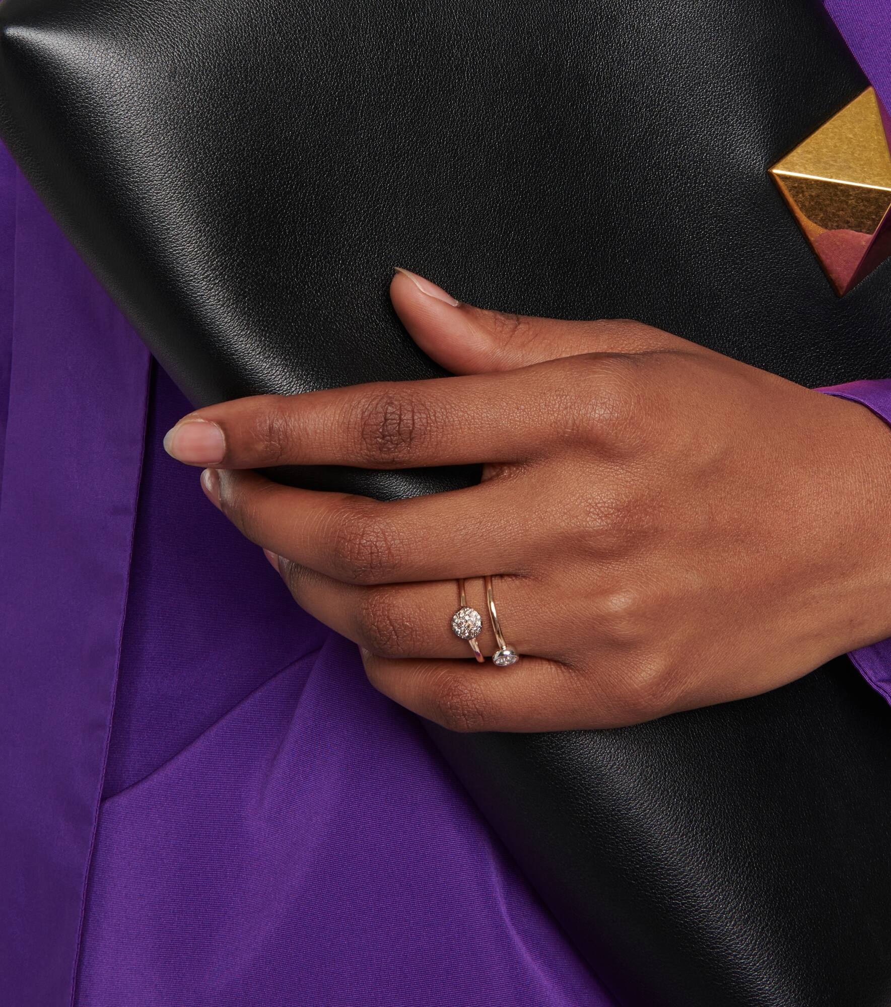 Sabbia 18kt gold double-ring with diamonds - 5