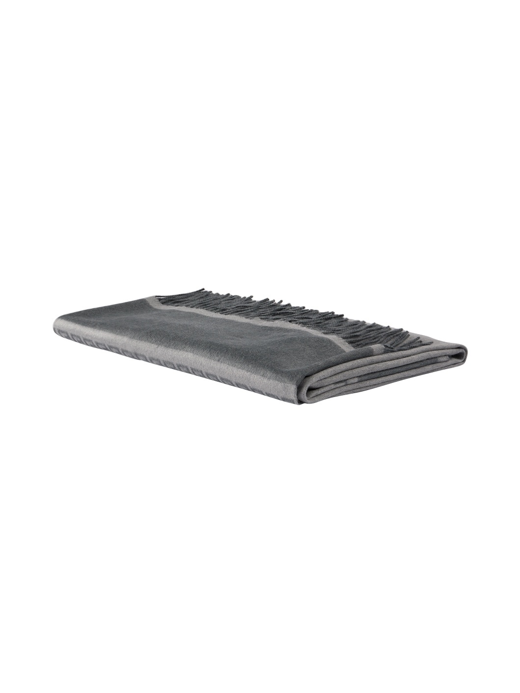Gray Icon Silk Cashmere-Blend Fringed Blanket - 2