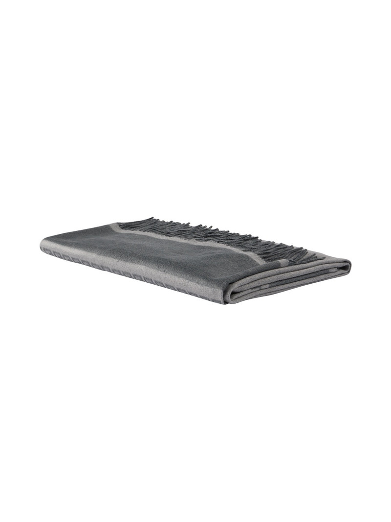 VERSACE Gray Icon Silk Cashmere-Blend Fringed Blanket outlook