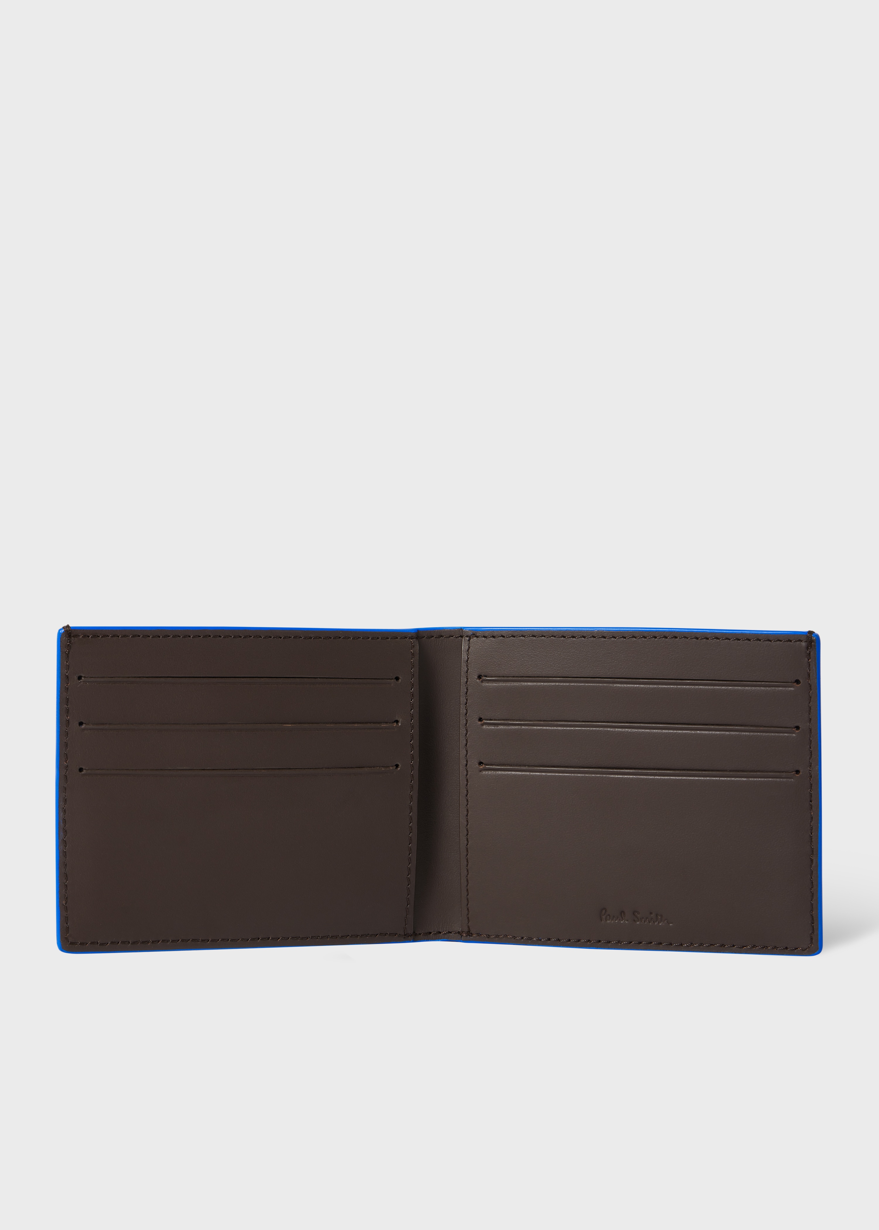 Brown Leather 'Contrast Logo' Compact Billfold Wallet - 3