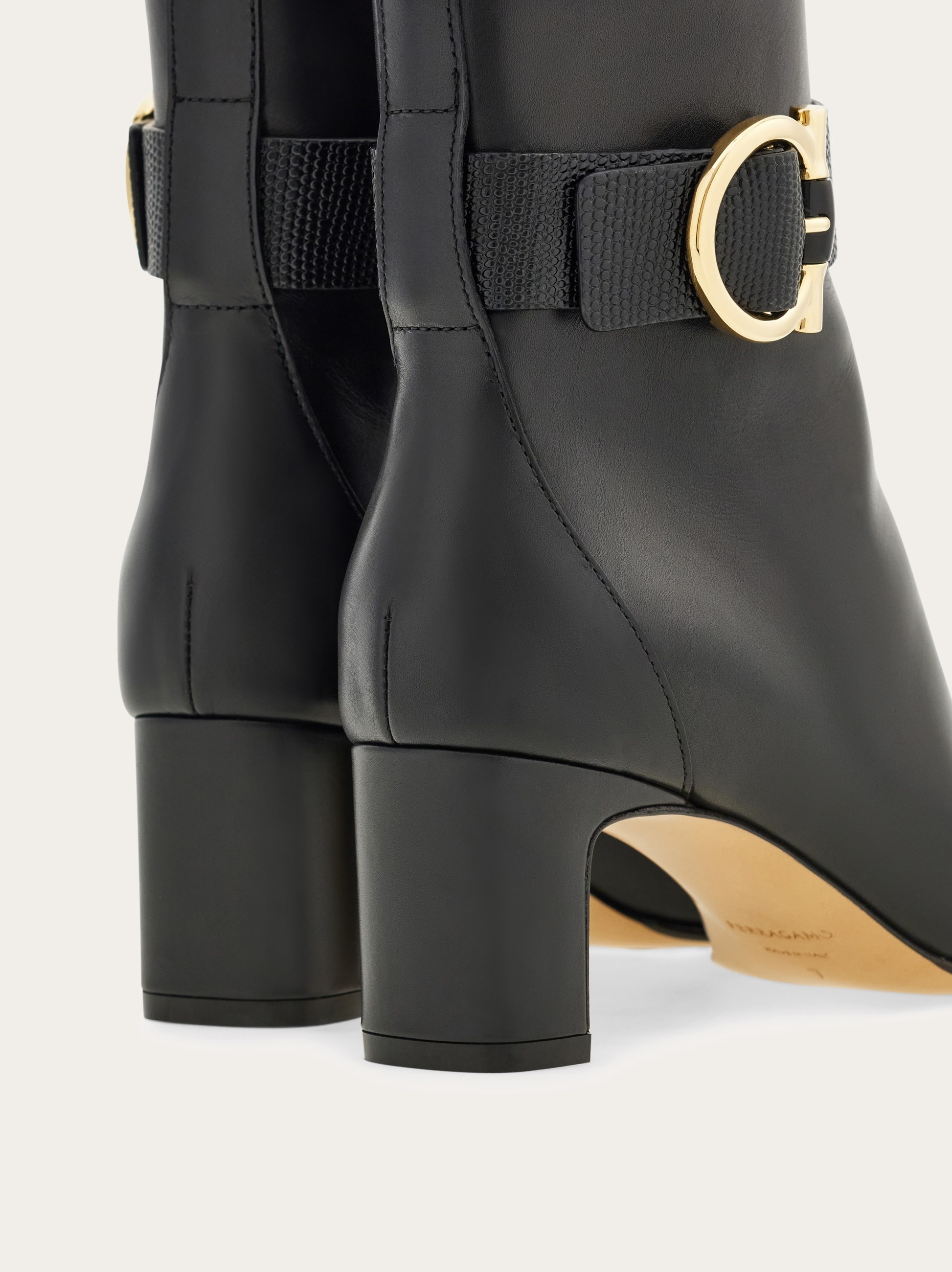 Gancini ornament mid heel ankle boot - 8