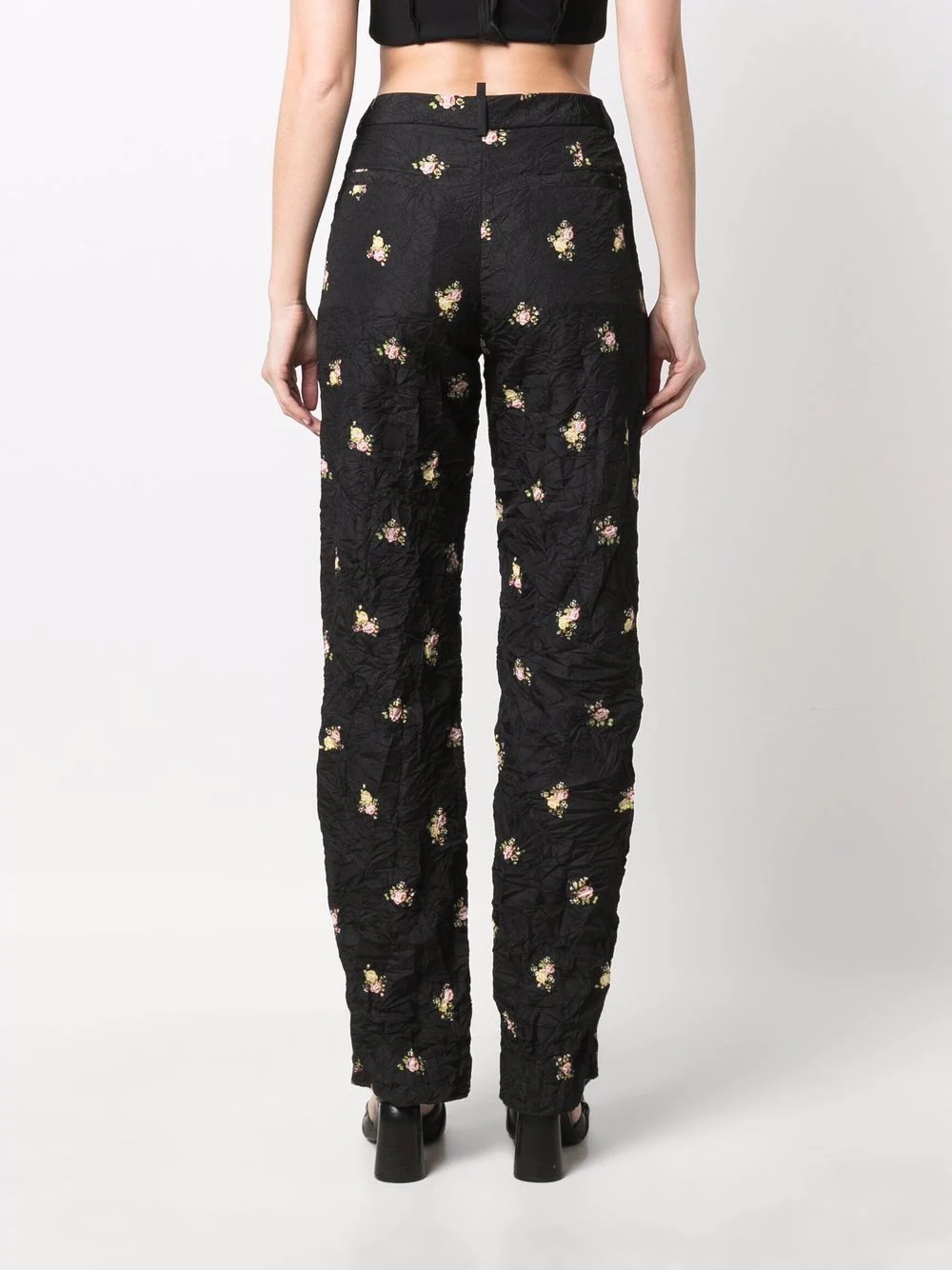 creased floral-print trousers - 4