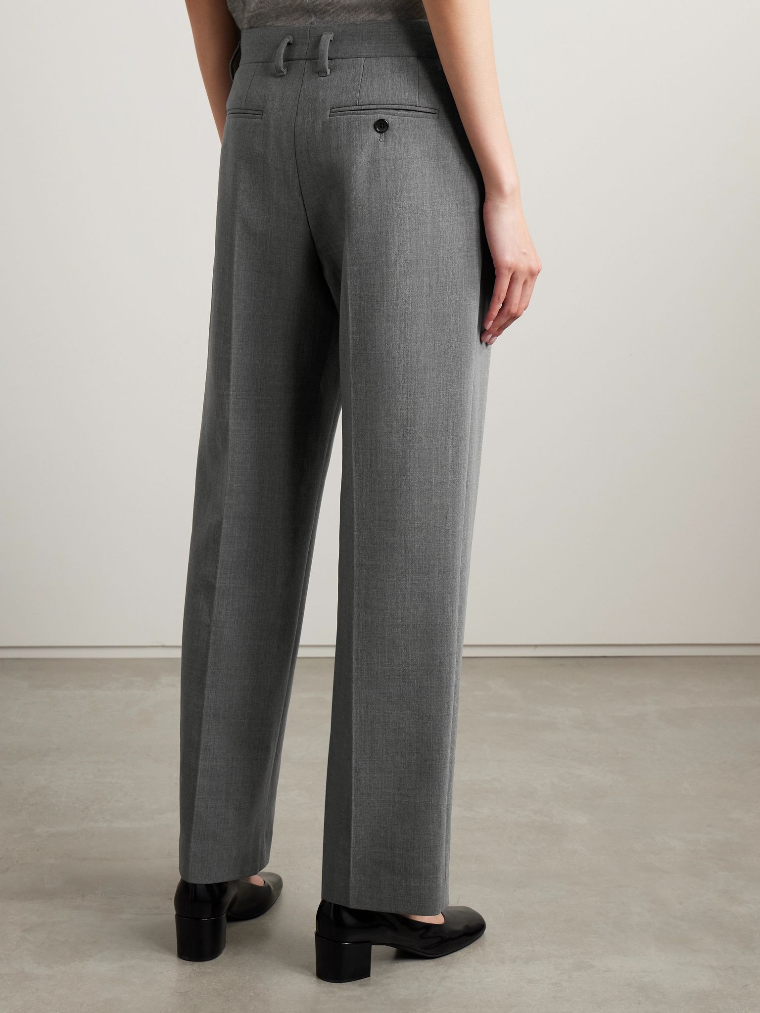 Relian cropped wool-blend straight-leg pants Gray - 4