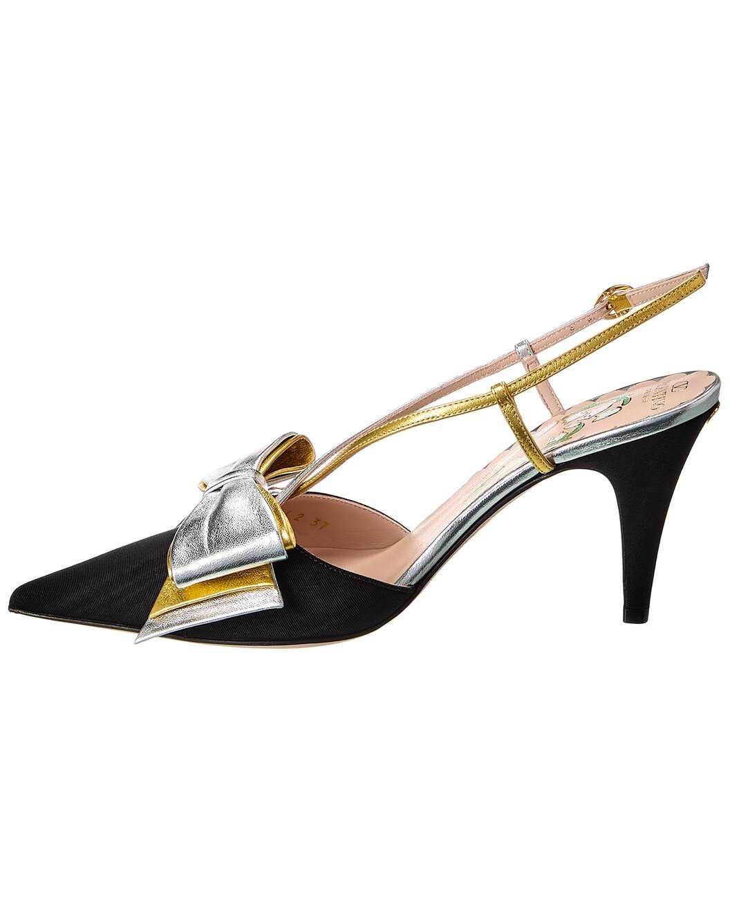 Valentino Bowow 85 Grosgrain & Leather Slingback Pump - 2