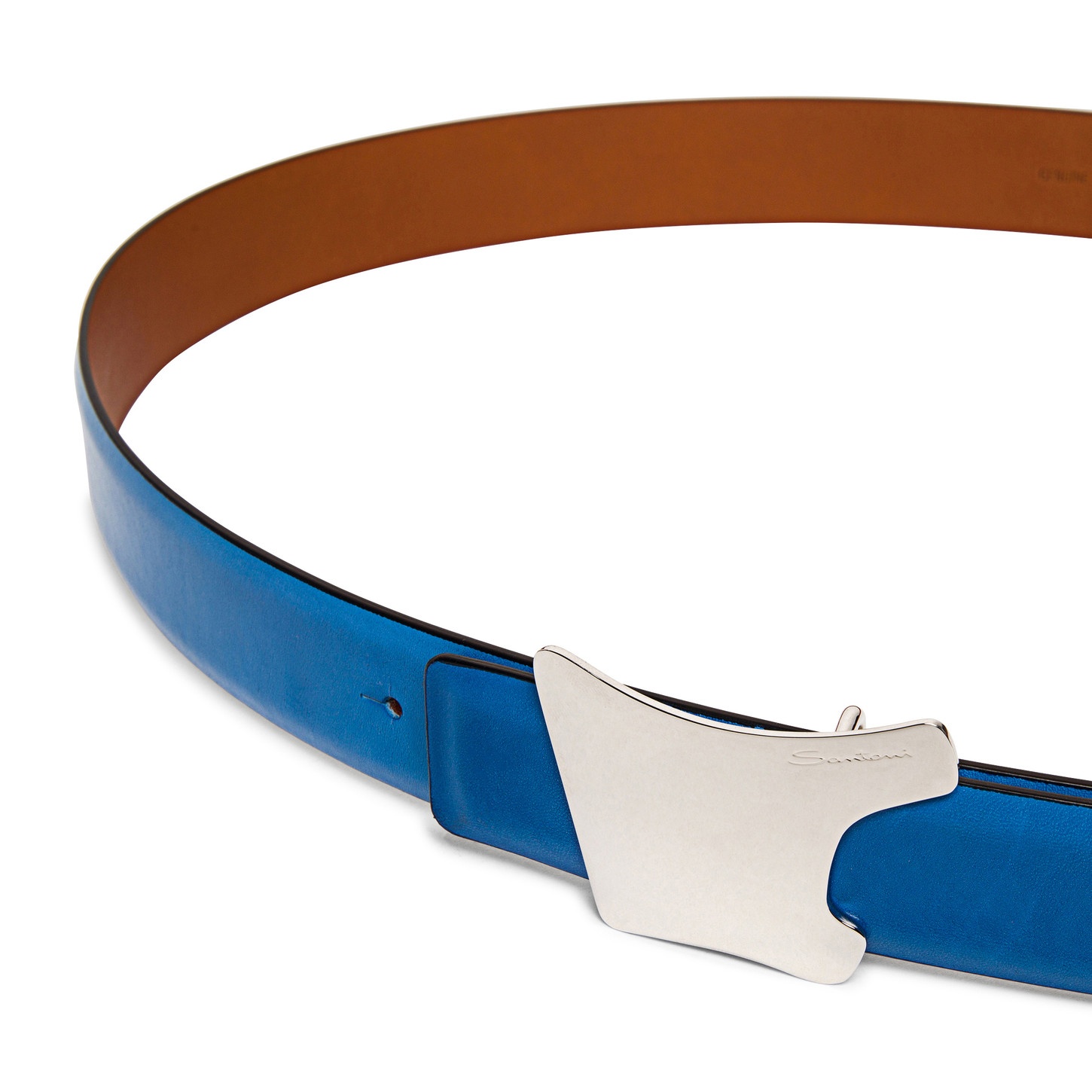 Light blue leather belt strap - 3
