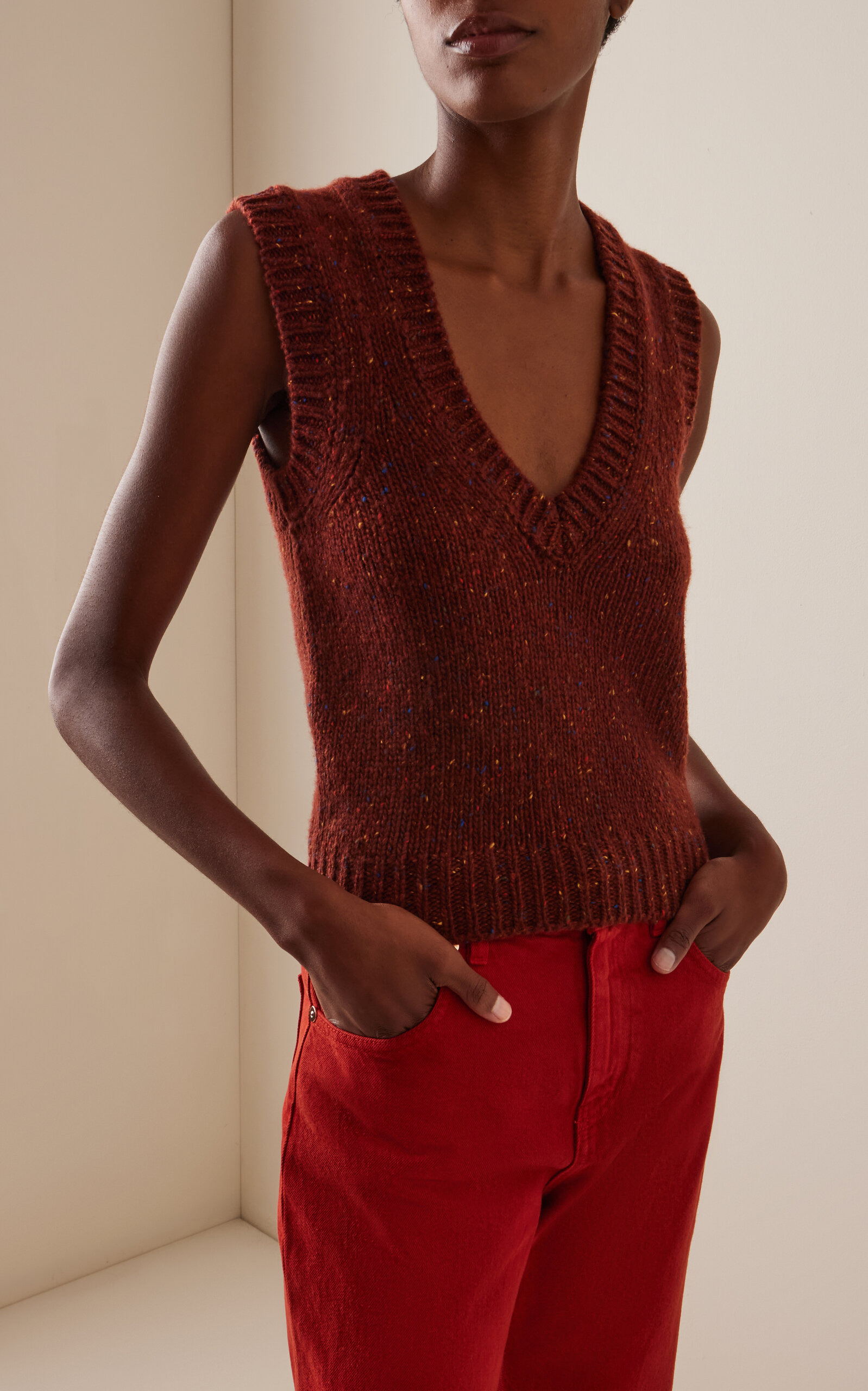 Solomon Cashmere Sweater Vest burgundy - 2
