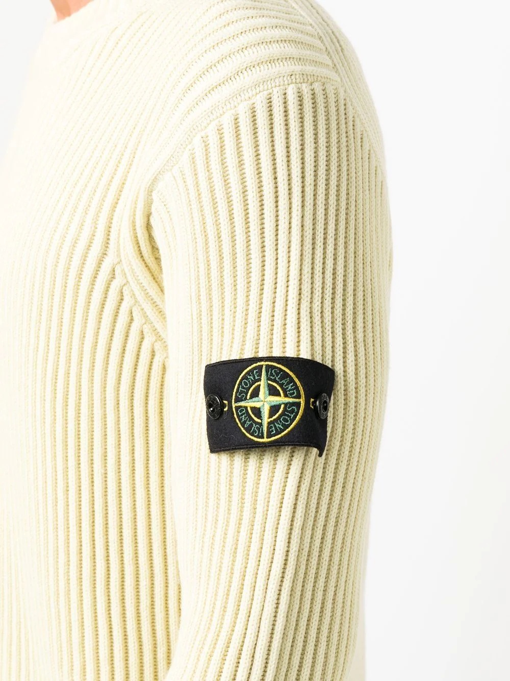 Compass logo-patch ribbed-knit jumper - 5