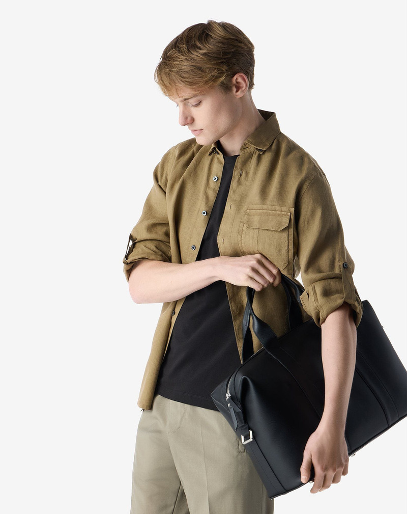 CORNELIANI Brown pure linen shirt outlook