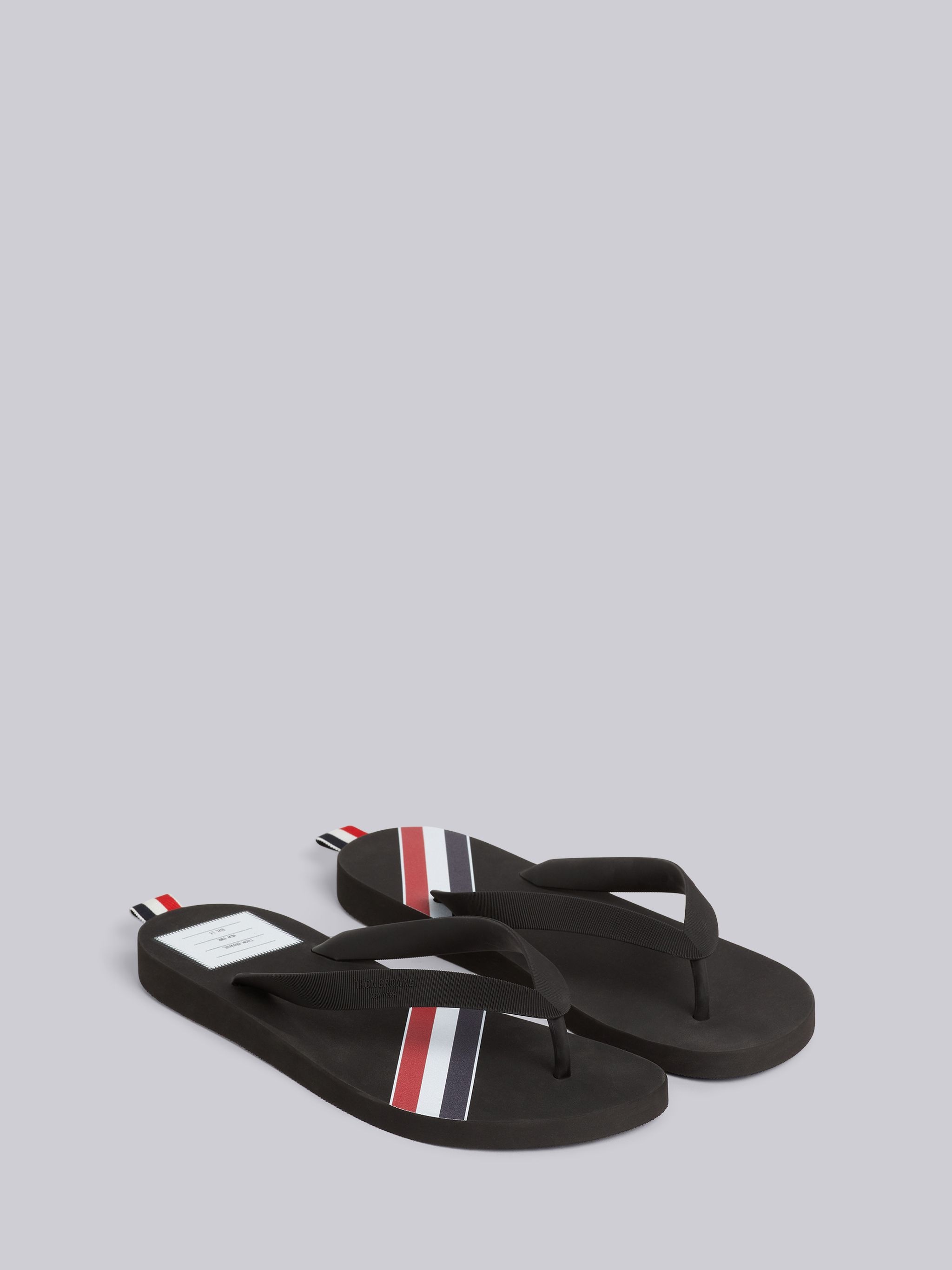 Black Molded Rubber Stripe Flip Flop - 3