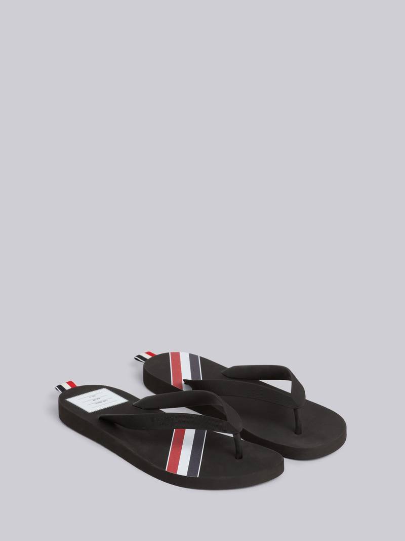 Black Molded Rubber Stripe Flip Flop 3