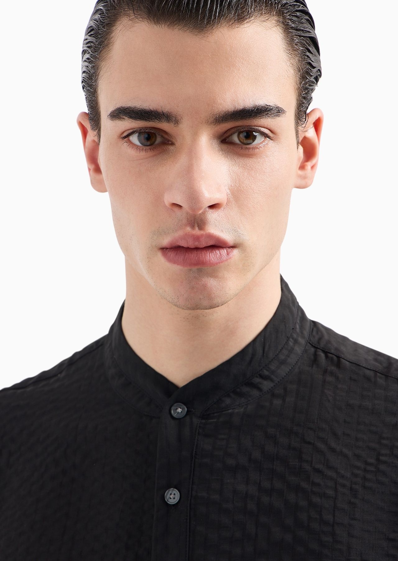ASV comfort-fit guru-collar shirt in Lyocell-blend, seersucker-look fabric - 5