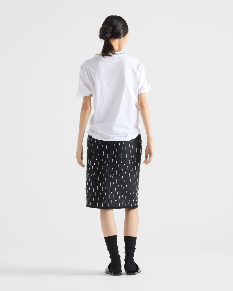 Embroidered scuba midi-skirt 5