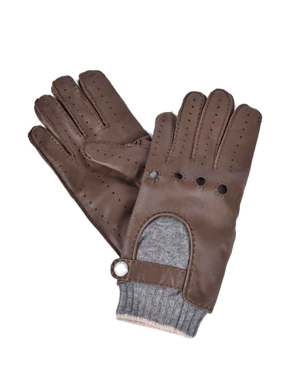 perforated leather gloves - 1