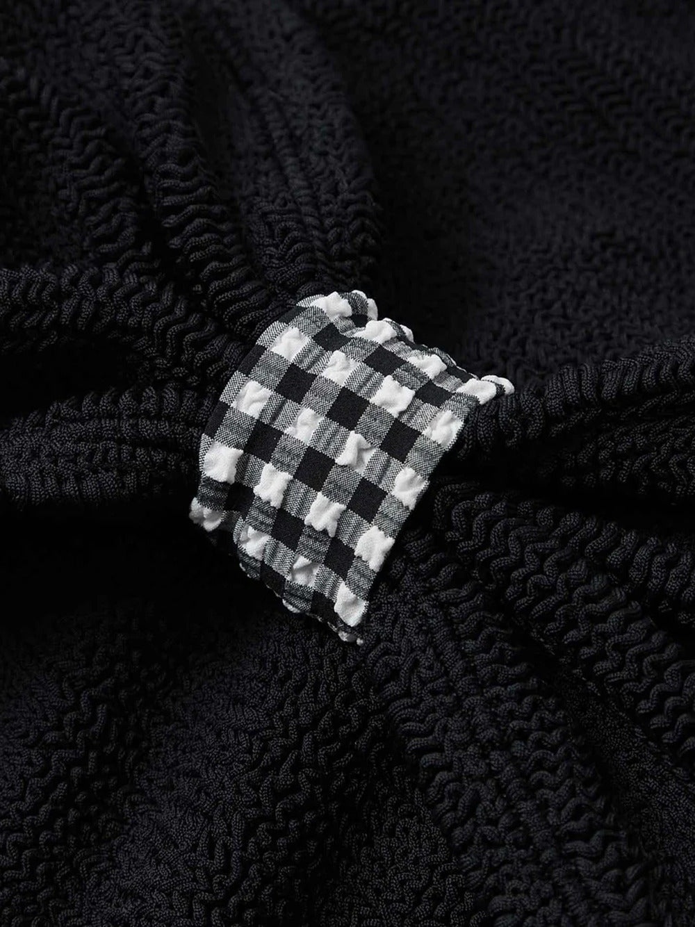 Black Check Jean Bikini - 5