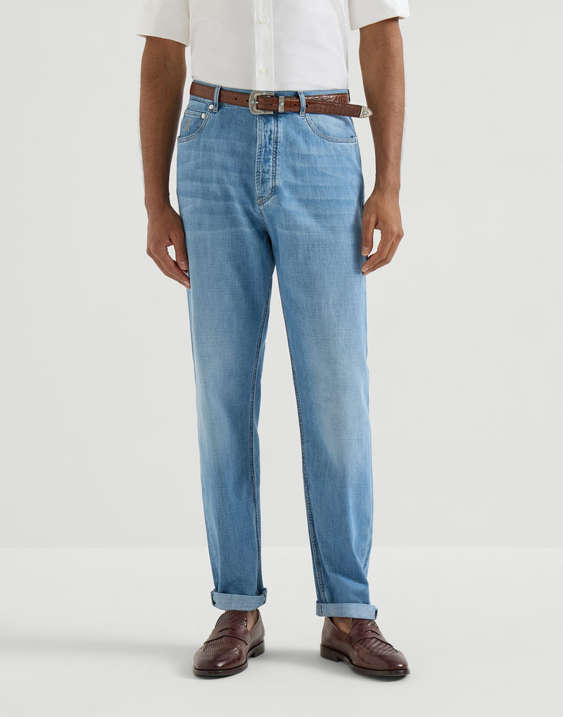 Lightweight old denim iconic fit five-pocket trousers 2