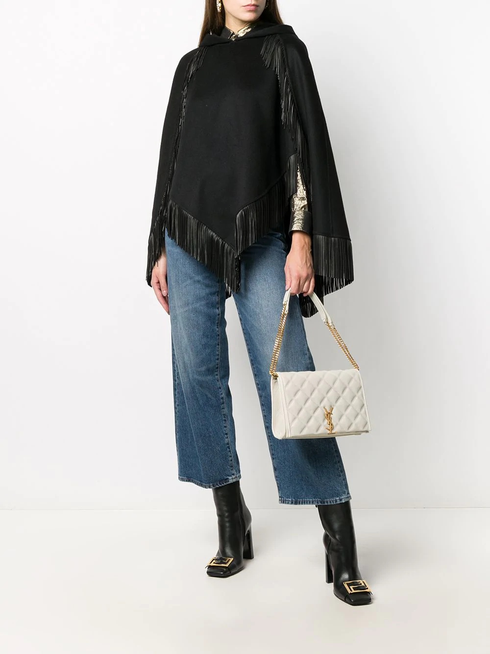 fringed hooded cape - 2