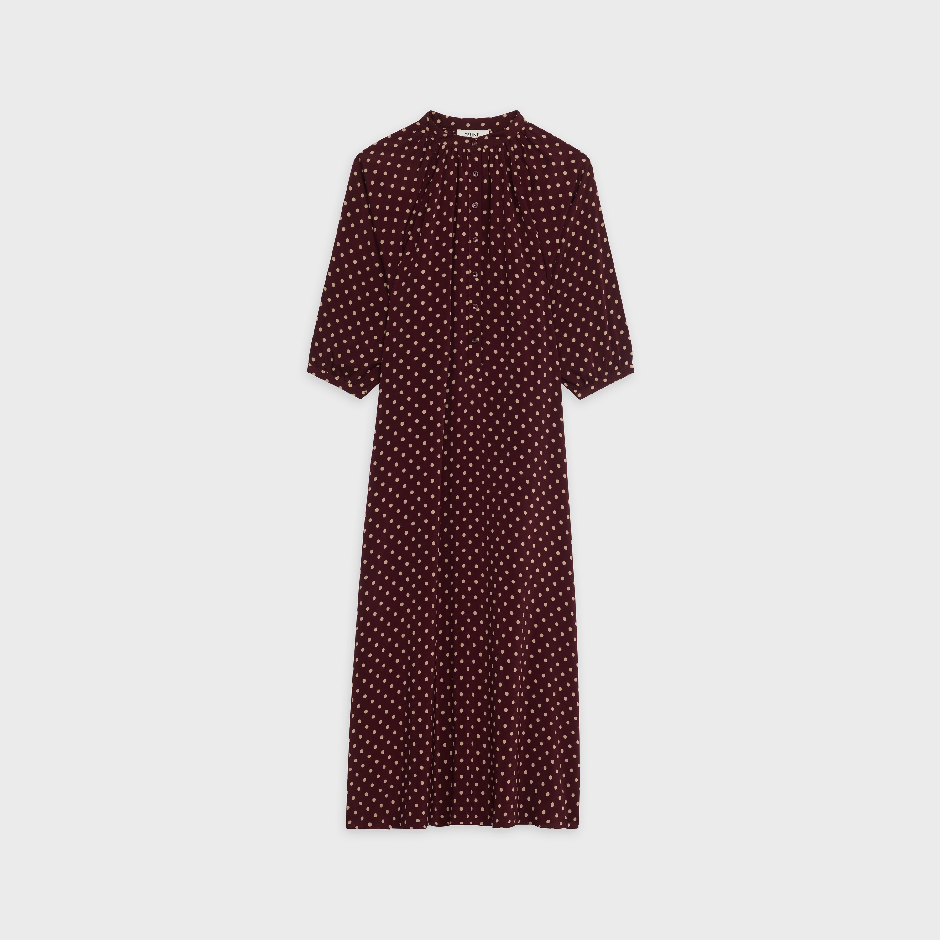 MIDI DRESS WITH FOLKSY POLKA-DOT-PRINT VISCOSE - 1