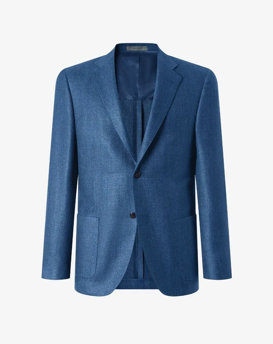 Blue wool, silk and linen jacket - 1