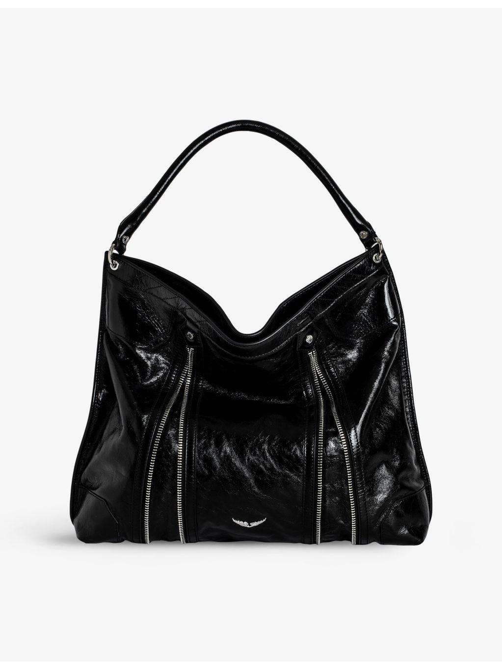 Sunny Zip-Embellished Leather Shoulder Bag - 5
