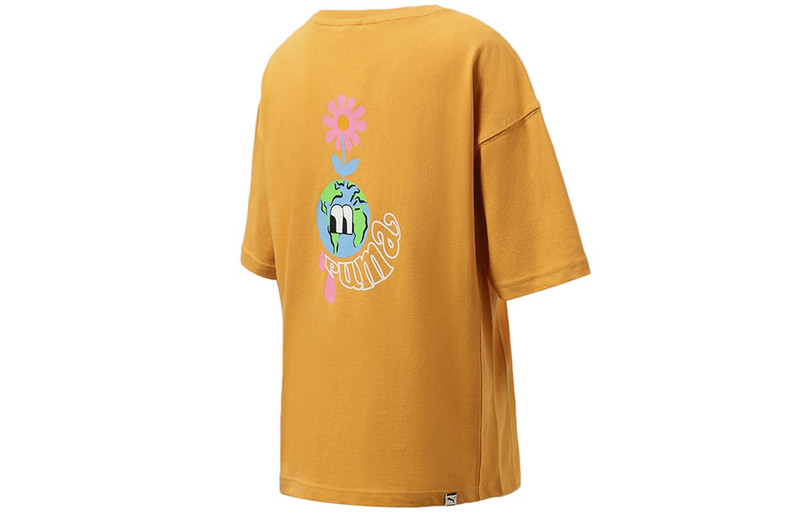 PUMA (WMNS) PUMA Printing Casual Sport Round NeckShort Sleeve Yellow 533050-37 outlook