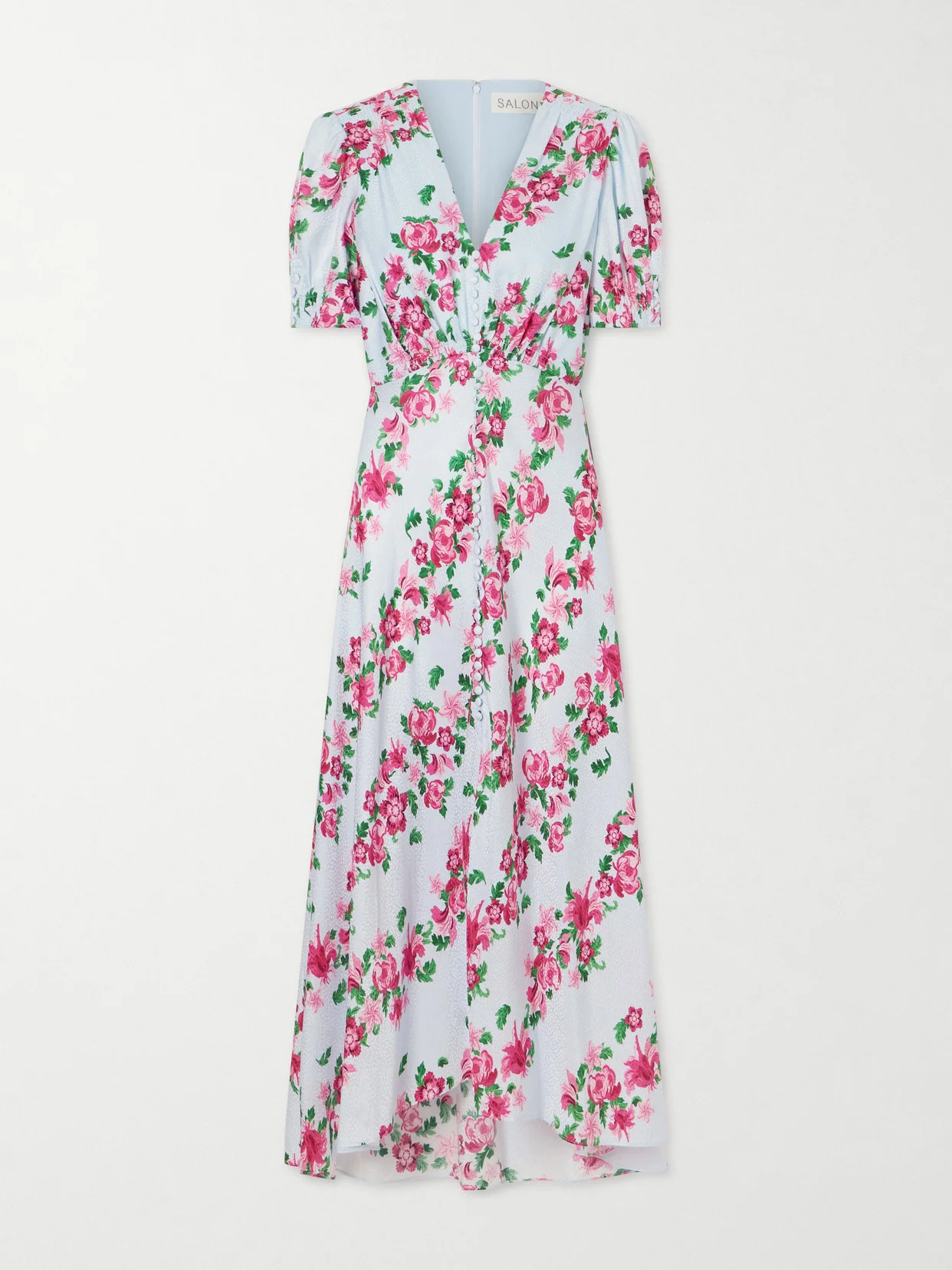 Floral-print Silk-satin Midi Dress - 1
