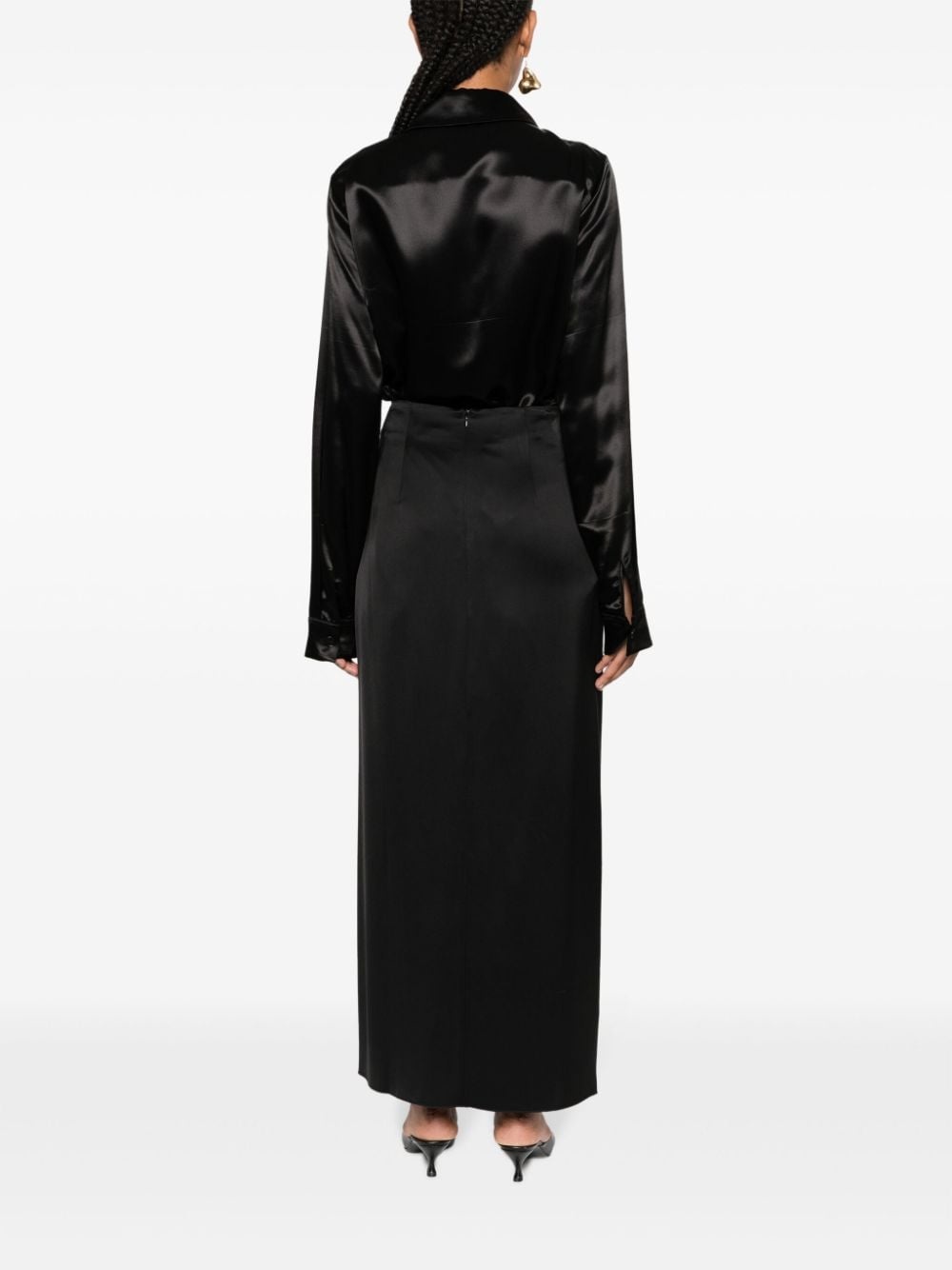 Heida satin wrap maxi skirt - 4