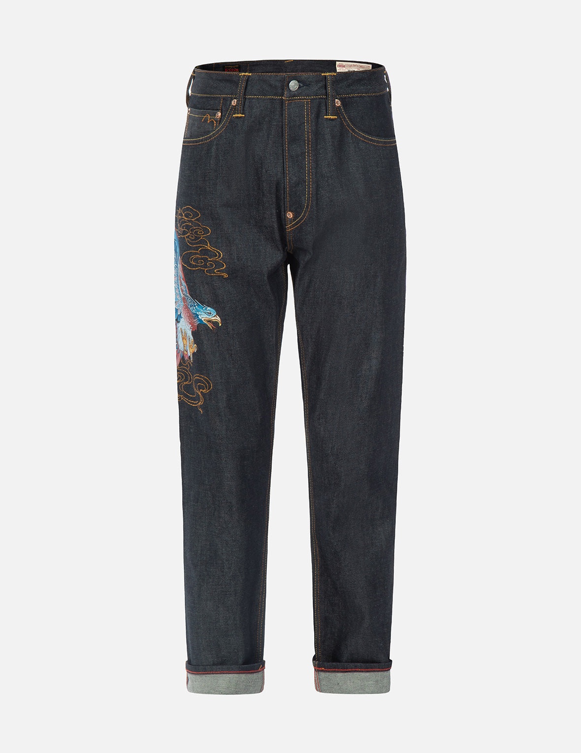 Seagull and Eagle Embroidery Cropped Carrot Fit Jeans #2017 - 2