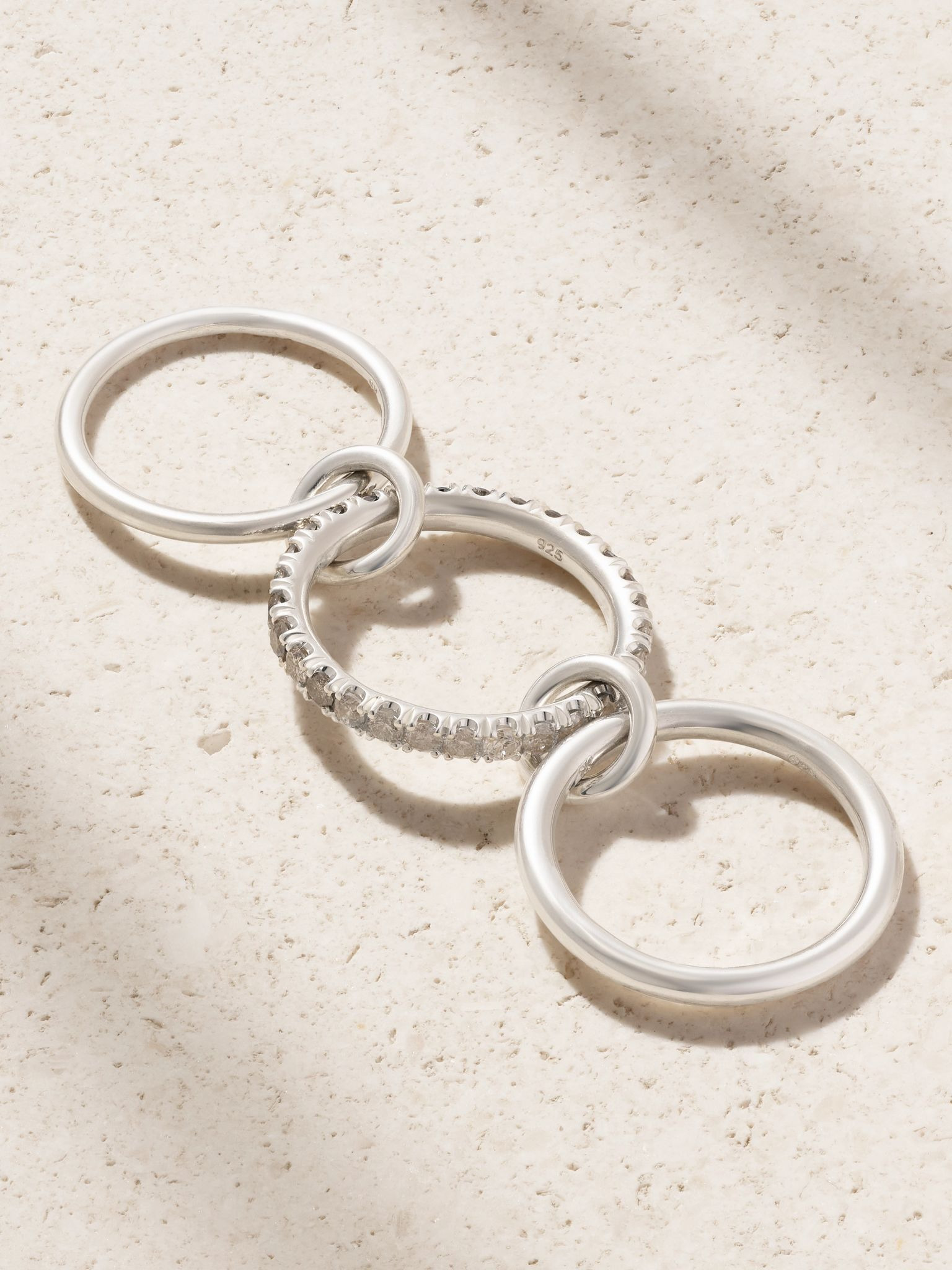 Petunia sterling silver diamond ring Silver - 3