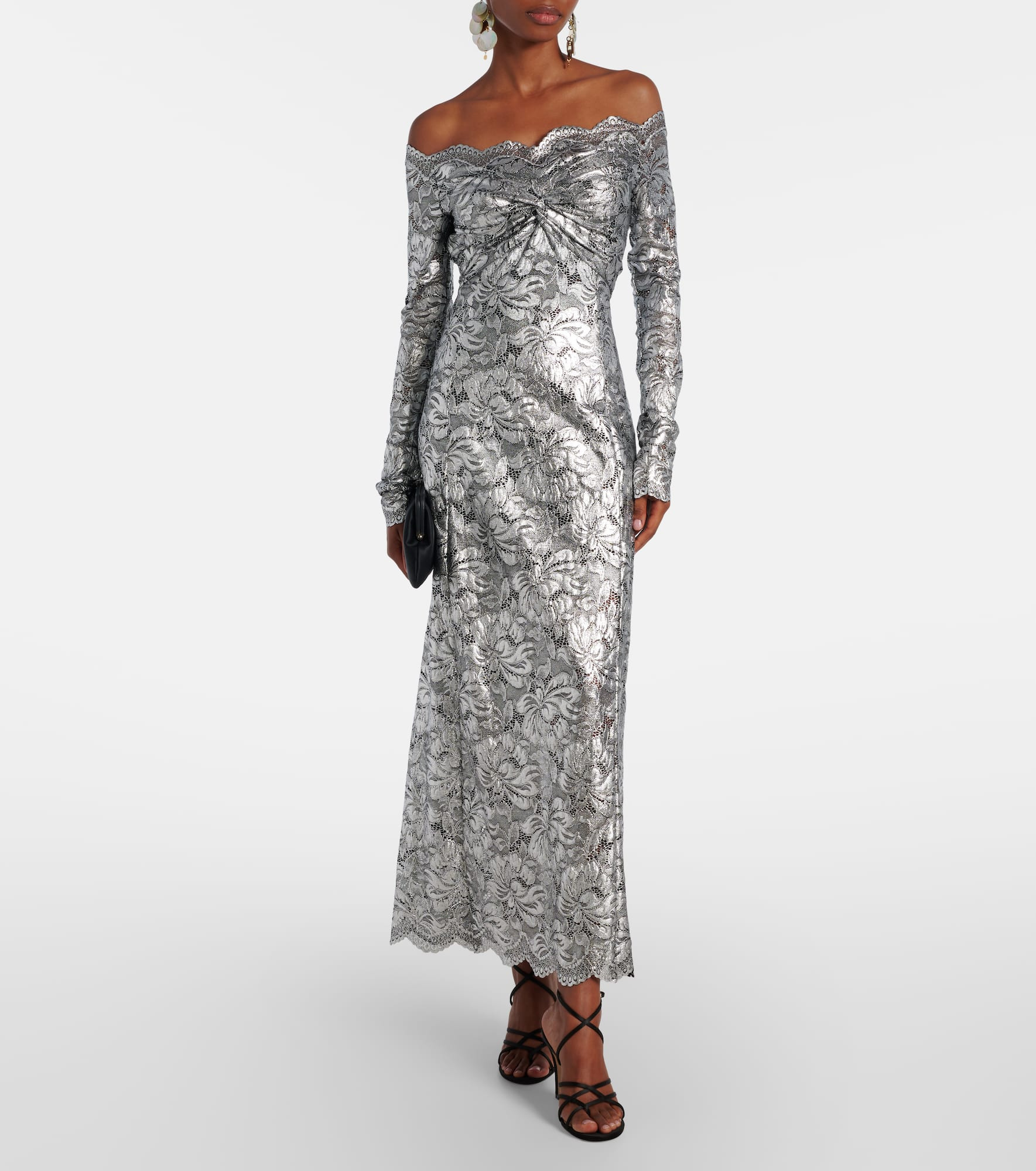 Metallic-effect lace maxi dress - 2