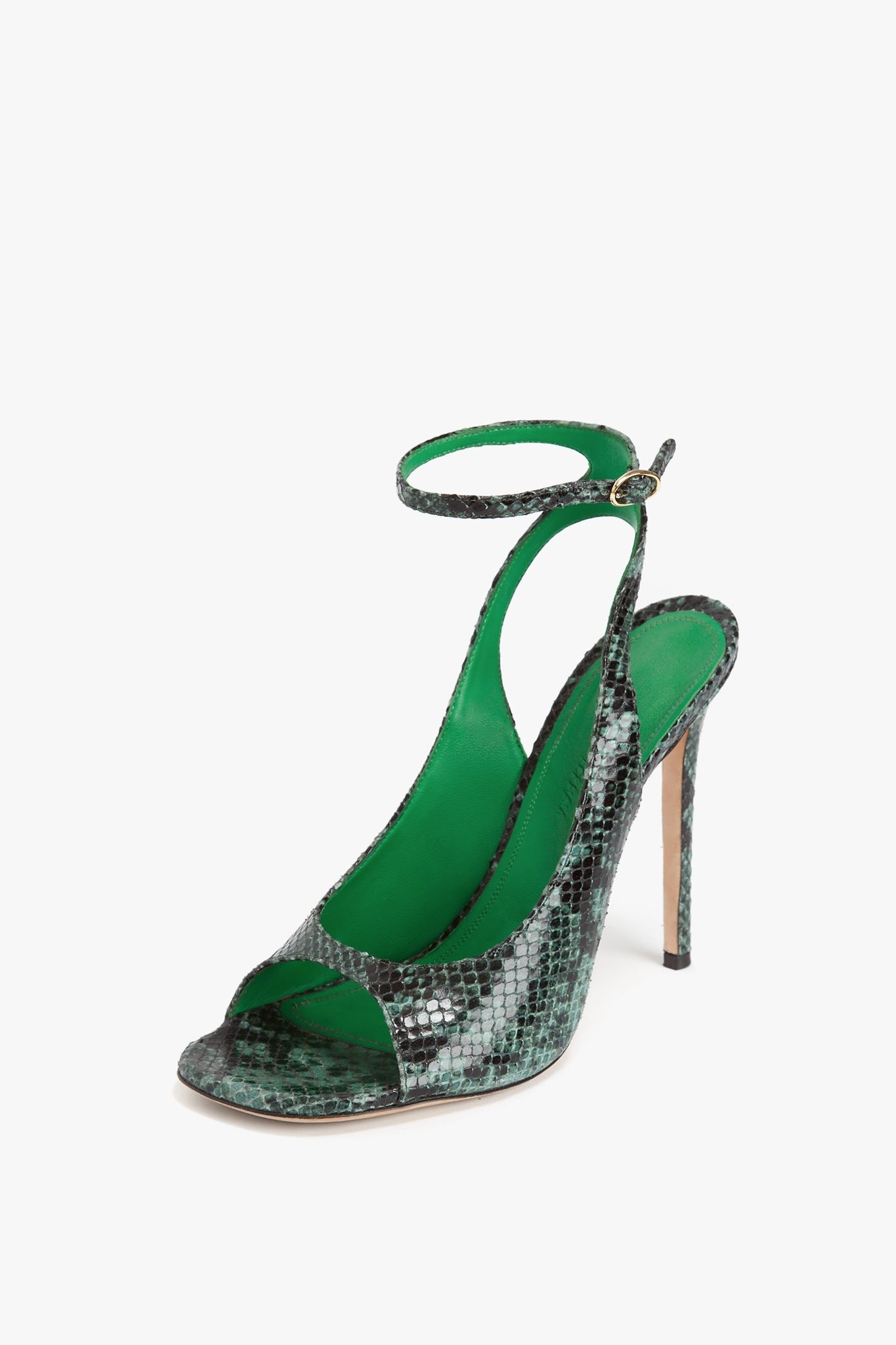 Dawn Sandal in Petrol Green Printed Snakeskin - 3