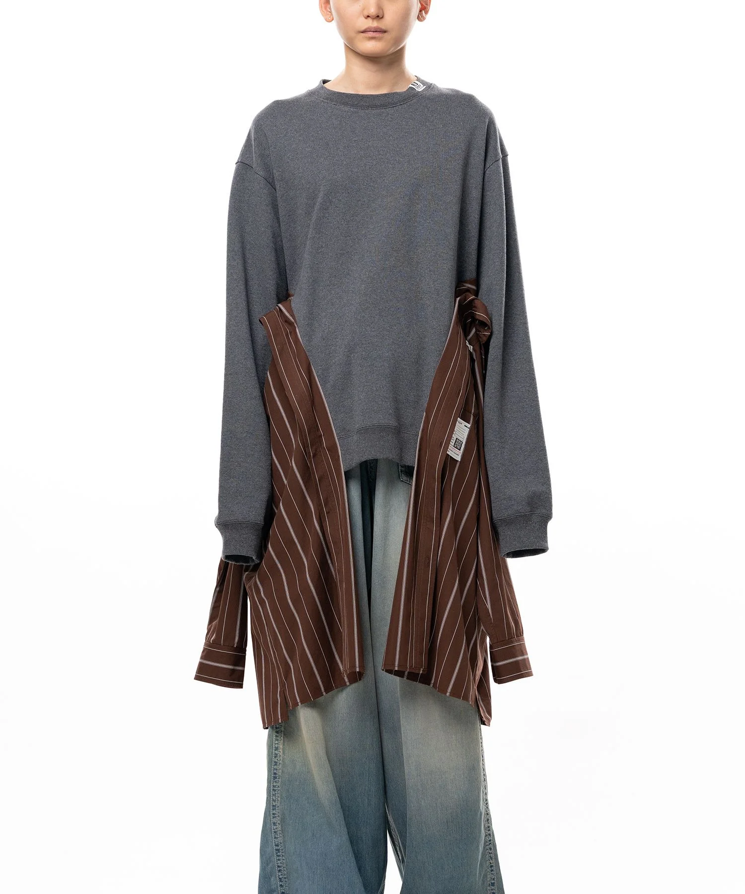 Shirt Combined Sweatshirt Dress - 1