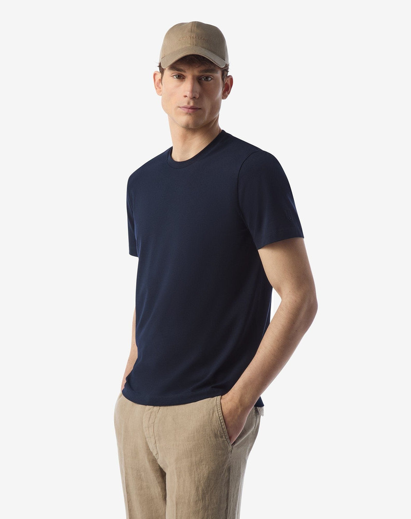 CORNELIANI Navy blue crew neck stretch cotton t-shirt outlook